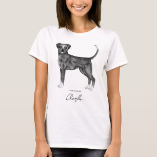 Boxerhund i svart & vitt Jag älskar min Boxer & na T Shirt