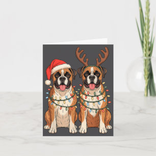 Boxerhund jul Santa mössa renar lampor Paja Kort