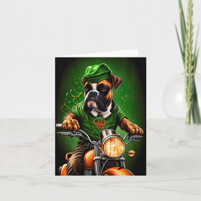 Boxerhund kör cykel St. Patrick's Day Kort (Framsida)