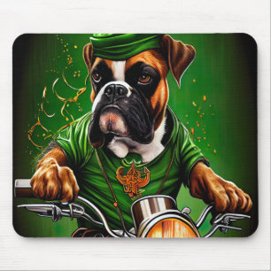 Boxerhund kör cykel St. Patrick's Day Musmatta