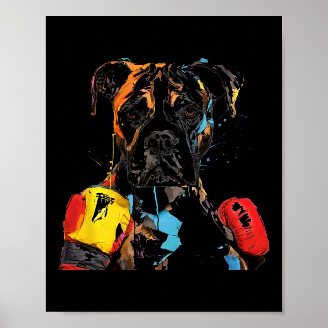 Boxerhund med boxningshandskor män kvinnor barn poster (Framsidan)