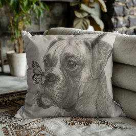 Boxerhund med fjäril mjuk möte kudde