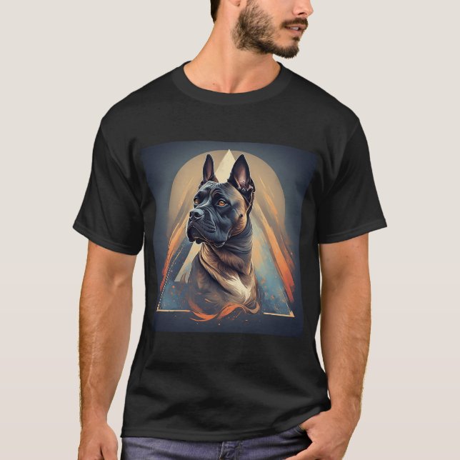 Boxerhund med geometrisk bakgrund t shirt (Framsida)