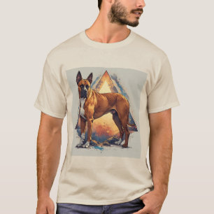 Boxerhund med geometrisk bakgrund t shirt