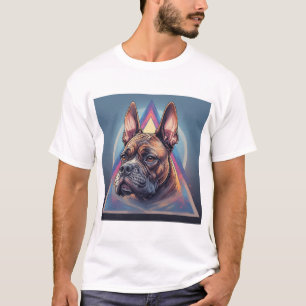 Boxerhund med geometrisk bakgrund t shirt