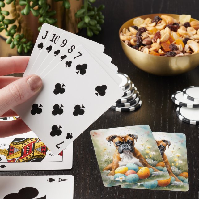 Boxerhund med påskägg semester casinokort (På plats)