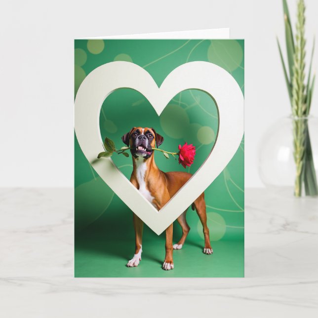 Boxerhund med ros kort (Framsida)
