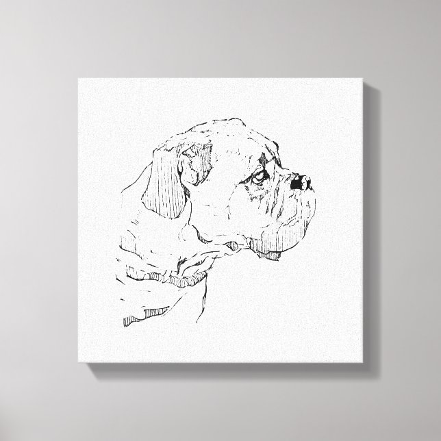 Boxerhund – Minimalistisk illustration för hundäls Canvastryck (Framsida)