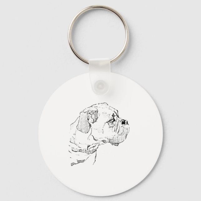 Boxerhund – minimalistisk illustration för hundäls nyckelring (Framsida)