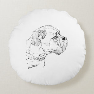 Boxerhund – minimalistisk illustration för hundäls rund kudde