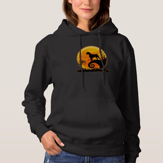 Boxerhund och måne  läskig Halloween-kostym T Shirt (Framsida)