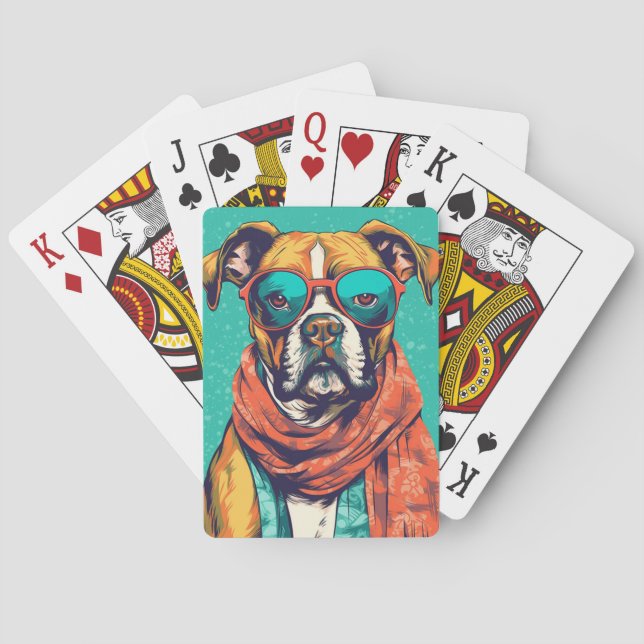 Boxerhund Pop Art – Roliga hundälskare Casinokort (Baksidan)