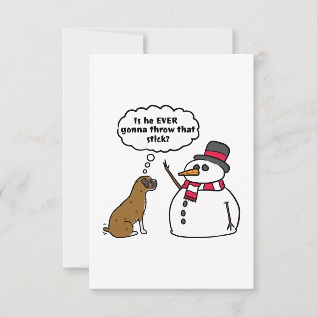 Boxerhund Snömannen Jul Kort (Framsida)
