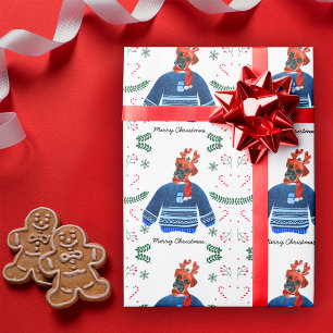 Boxerhund som bär jultröja Festiv Presentpapper