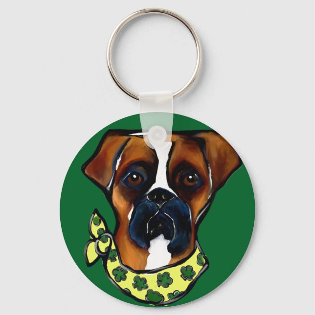 Boxerhund St. Patty Nyckelring (Framsida)