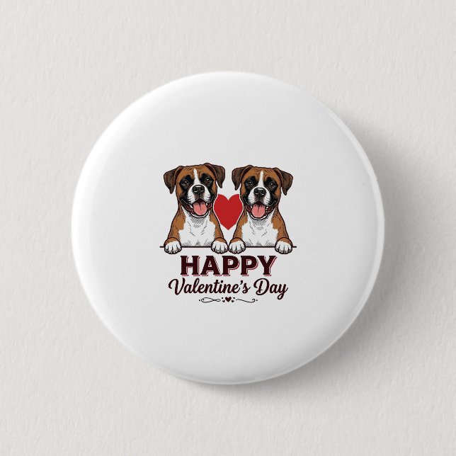 Boxerhundar Gott Alla Hjärtans Dag Vintage Knapp (Framsida)