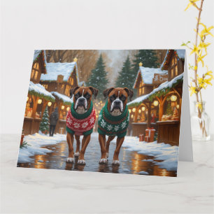 Boxerhundar jul snö högtid  kort