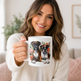 Boxerhundar Och Blommor Kaffemugg