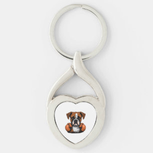 BoxerLoveK9's Designer Art Twisted Heart Silverfärgad Nyckelring