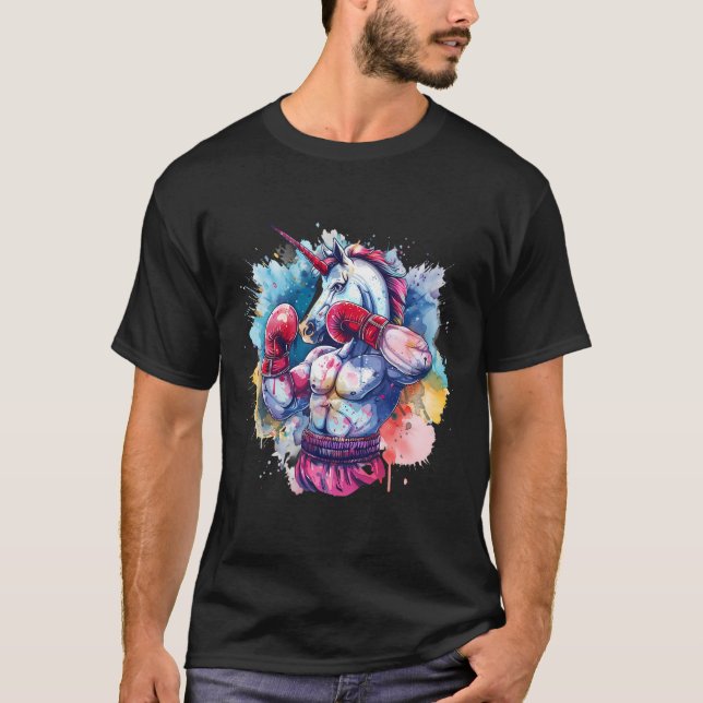 Boxermajs med boxing-handskar med fickboxning funn t shirt (Framsida)