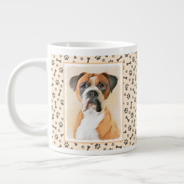 Boxermålning av obeskurna ursprungliga djurkonst jumbo mugg (Vänster)