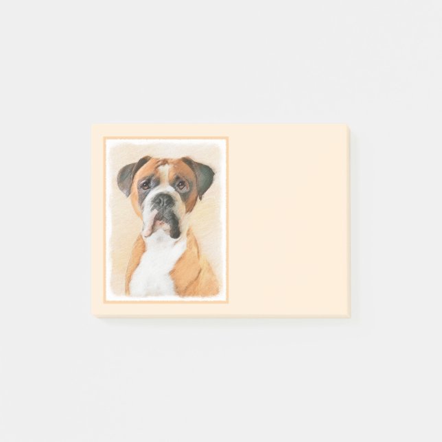 Boxermålning av obeskurna ursprungliga djurkonst post-it block (Framsida)