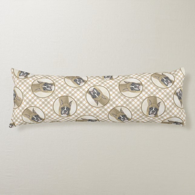 Boxermålning - beskurna ruttna ruttna Hund Kroppskudde (Framsidan)