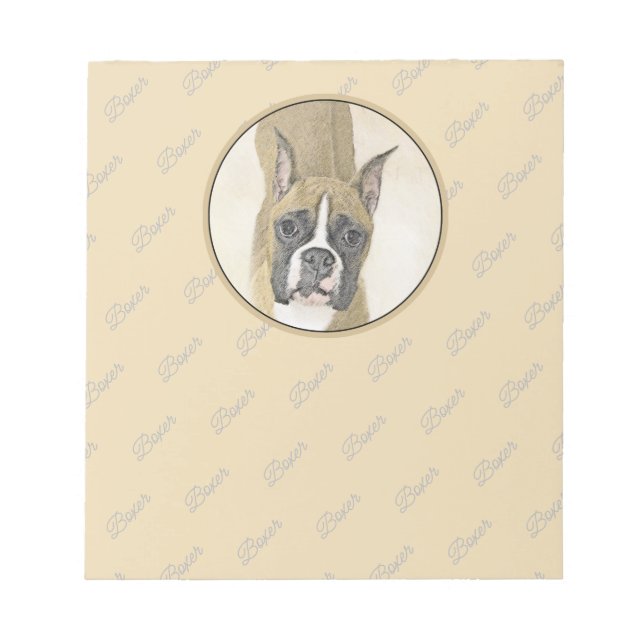 Boxermålning - Cute Original Hund Art Anteckningsblock (Framsida)