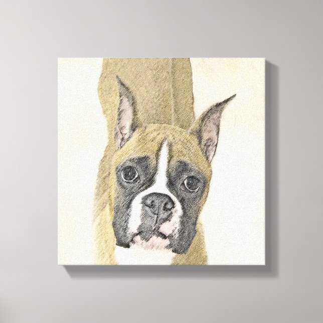 Boxermålning - Cute Original Hund Art Canvastryck (Framsida)