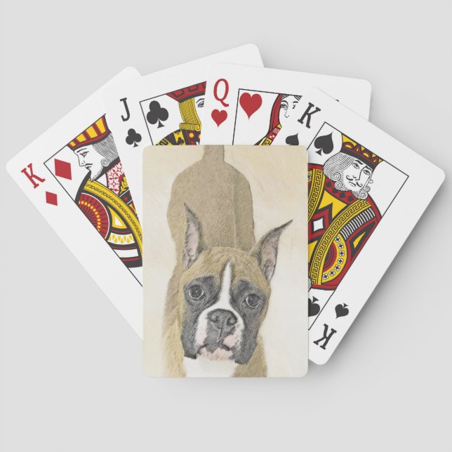 Boxermålning - Cute Original Hund Art Casinokort (Baksidan)