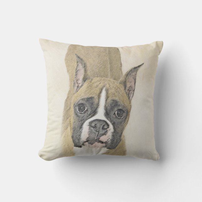 Boxermålning - Cute Original Hund Art Kudde (Framsida)