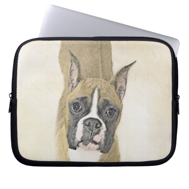 Boxermålning - Cute Original Hund Art Laptop Fodral (Framsidan)