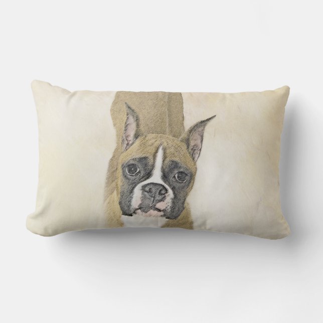Boxermålning - Cute Original Hund Art Lumbarkudde (Framsida)
