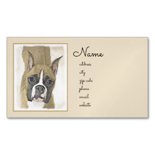 Boxermålning - Cute Original Hund Art Magnetiska Visitkort