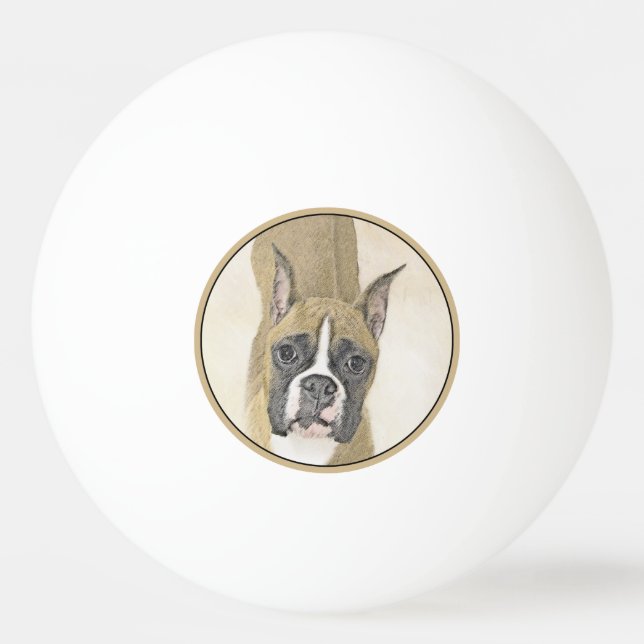 Boxermålning - Cute Original Hund Art Pingisboll (Framsidan)