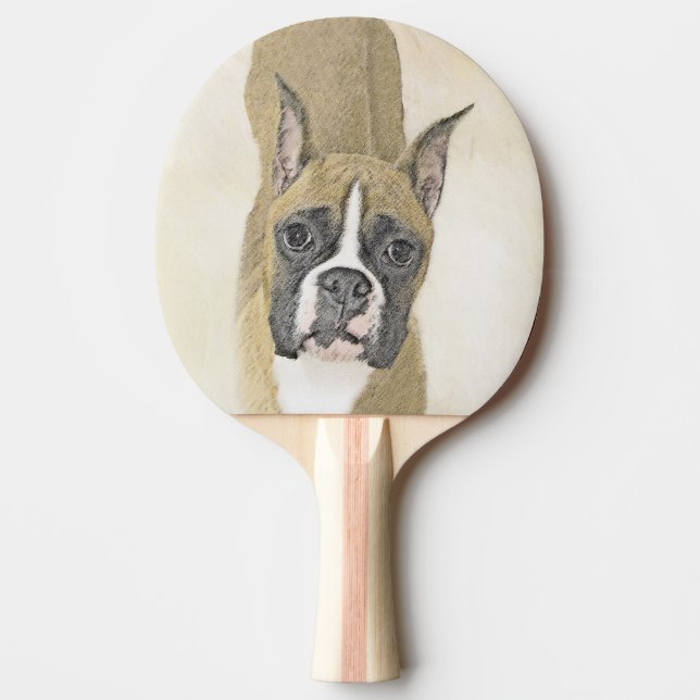 Boxermålning - Cute Original Hund Art Pingisracket (Framsidan)