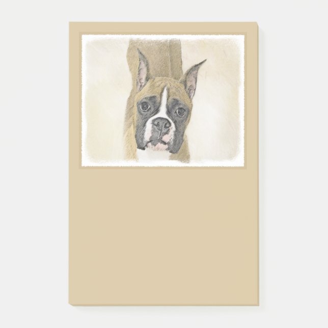 Boxermålning - Cute Original Hund Art Post-it Block (Framsida)