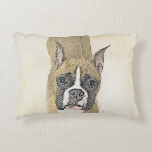 Boxermålning - Cute Original Hund Art Prydnadskudde (Framsidan)