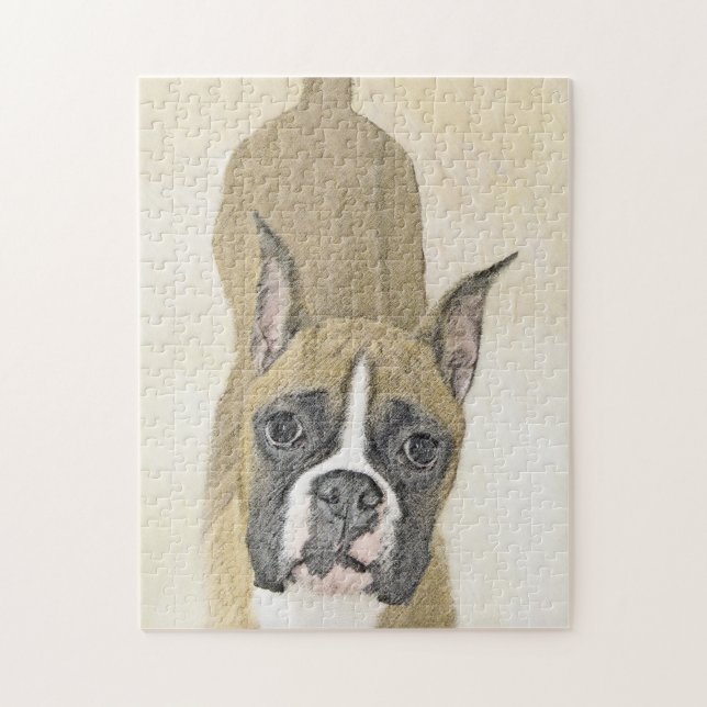 Boxermålning - Cute Original Hund Art Pussel (Vertikal)
