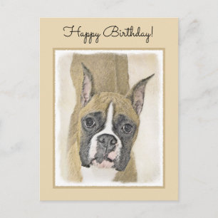 Boxermålning - Cute Original Hund Art Vykort