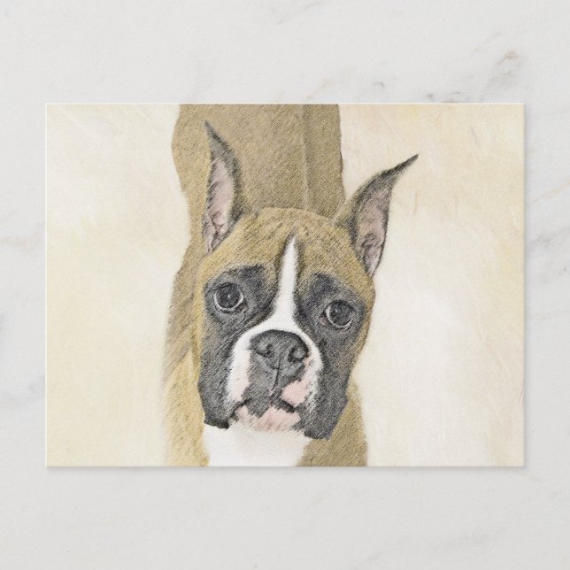 Boxermålning - Cute Original Hund Art Vykort (Framsida)