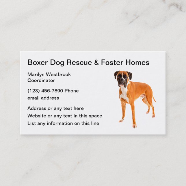Boxers Hund och fosterhem Visitkort (Framsida)