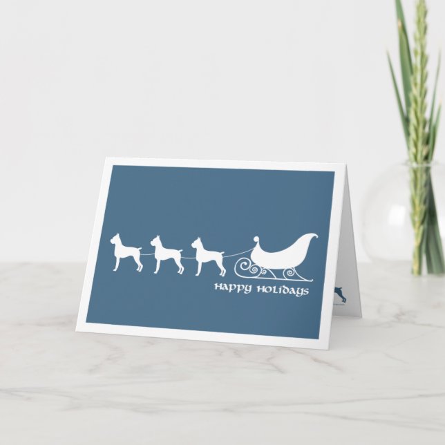 Boxers Pulling Santa's Sleigh Helgkort (Framsida)