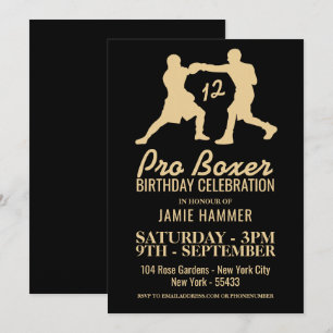 Boxers Silhouette-Födelsedagsfest Inbjudningar