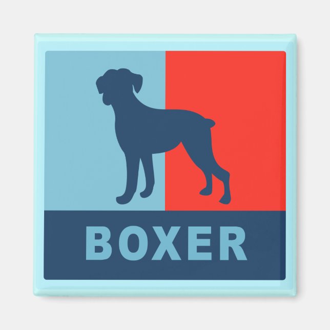 Boxerteckenkvadrat Magnet (Framsidan)