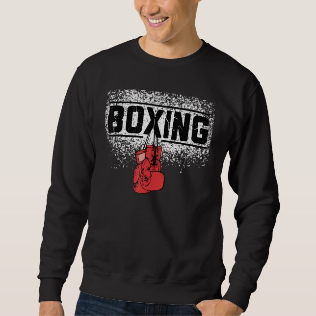 Boxerteckningsboxning handskar Boxing Text Lång Ärmad Tröja (Framsida)
