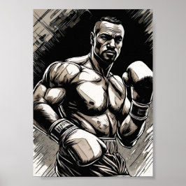 BoxerVintagen Stil bekämpar martialkonsten Poster