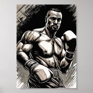 BoxerVintagen Stil bekämpar martialkonsten Poster