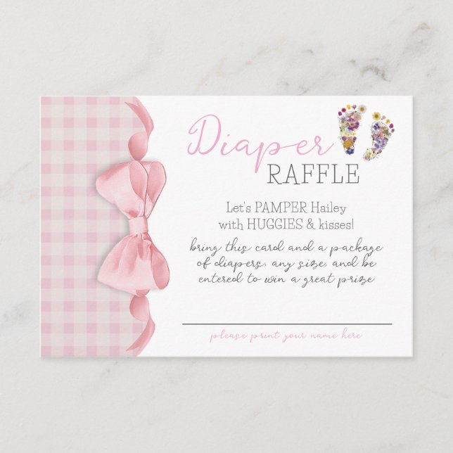 Boxfotavtryck Babyskor Diaper Raffle Tilläggskort (Framsida)