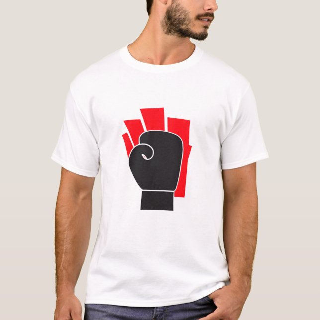 Boxhandschuh Silhouette Mit Kraftvollen Strahlen T Shirt (Framsida)